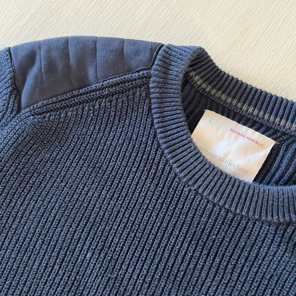 Banana Republic Heritage Collection Navy Knit Sweater Cotton Crewneck Men’s L